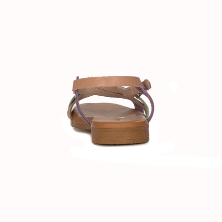 Maciejka beige leather women's flat sandals