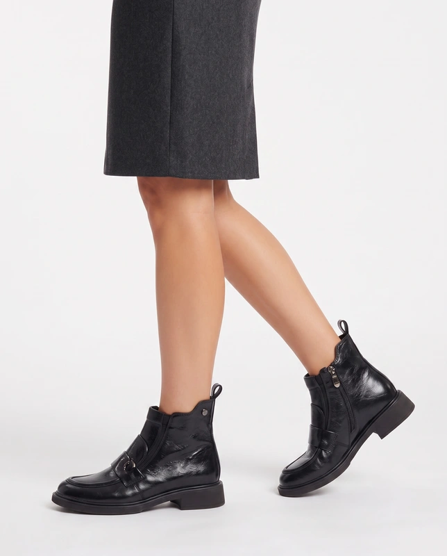 Maciejka Women's Leather Ankle Boots with Zipper Black K7759-01/00-7