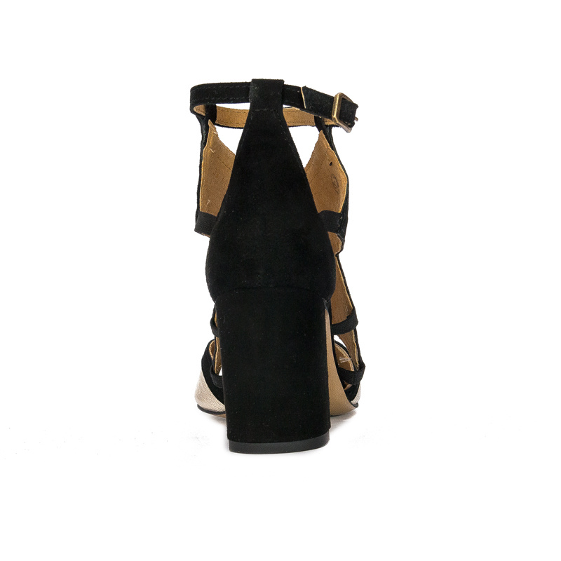 Maciejka Women's sandals in natural leather gold + black