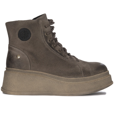 Women's Leather Ankle Boots on a Platform, Warm Brown 06309-02/00-8