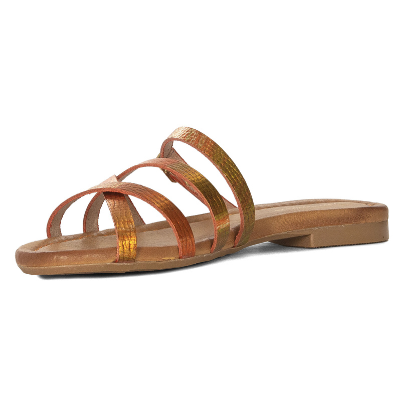 Maciejka Women's Leather Flip-Flops Copper