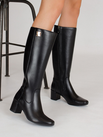 Maciejka Black leather Knee-High Boots