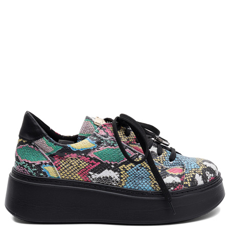 Maciejka Women's Leather Platform Sneakers Multicolor Snakeskin Pattern 6191W-09/00-8
