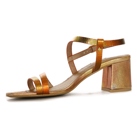 Maciejka Women's Leather Heeled Orange Sandals