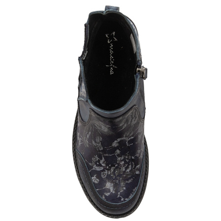 Maciejka Crafted Leather Ankle Boots Flat Heel Navy 07006-06/00-8