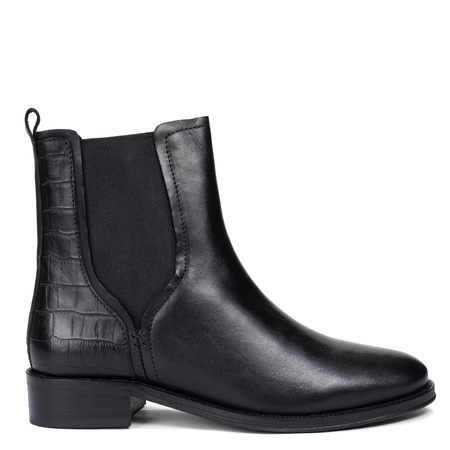 Maciejka Chelsea Leather Ankle Boots Croc-Embossed Heel Black H7173-01/00-7