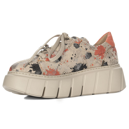 Maciejka leather low shoes artistic print platform multicolor 06891-18/00-8