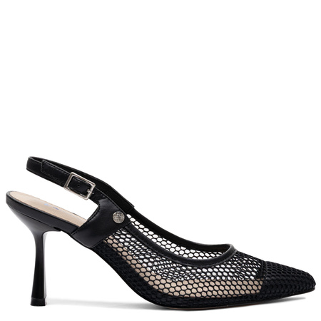 Maciejka Czółenka Slingback na Szpilce 8 cm Czarne K7507-01/00-0</h1