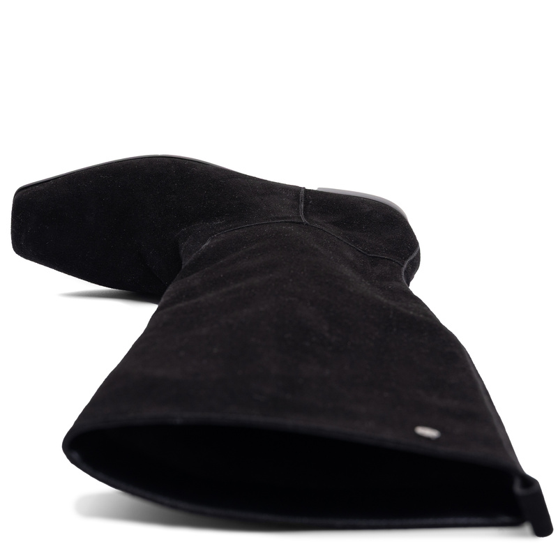 Maciejka Tall Leather Black Boots Square Toe K7742-01/00-7