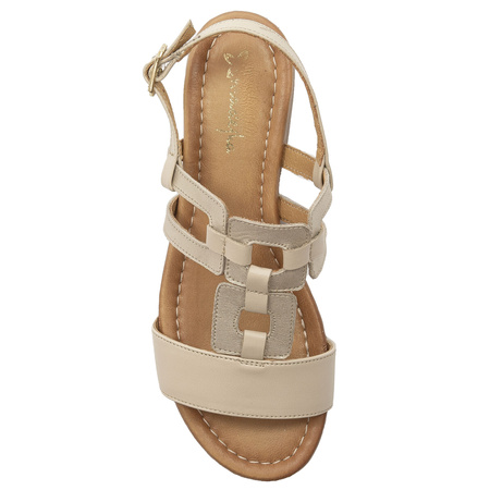 Maciejka Women's Leather Sandals Gold Beige