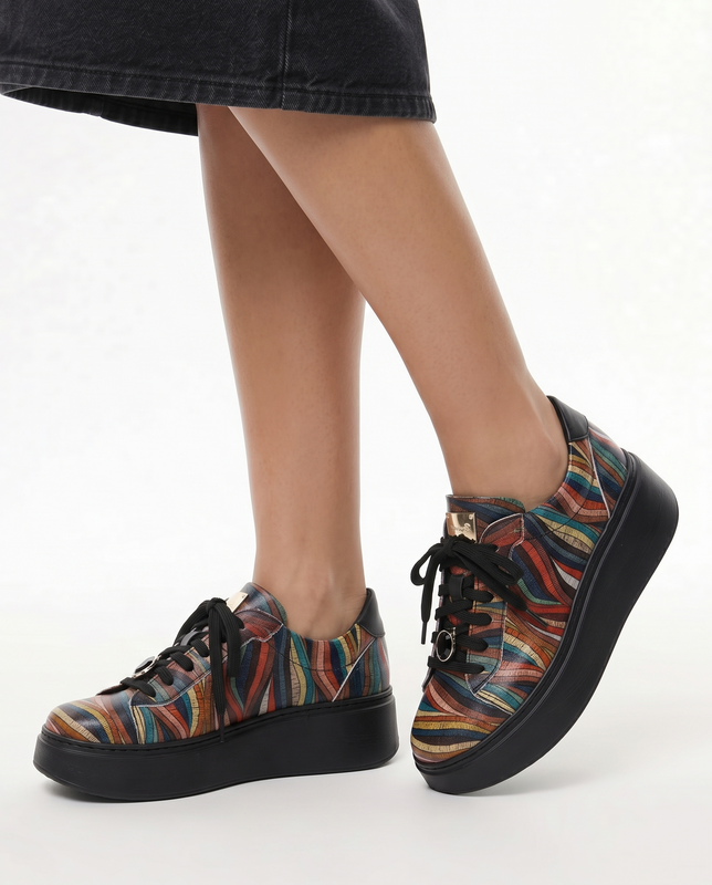 Maciejka Leather Platform Sneakers Artistic Multicolored 6191W-12/00-8