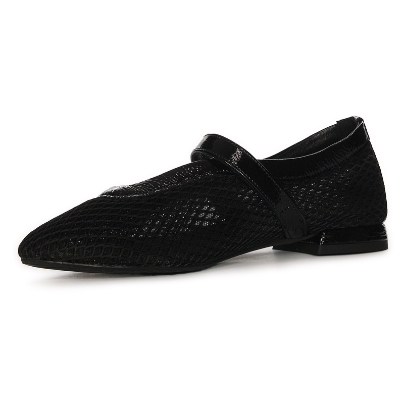 Maciejka Leather Mary Jane Ballerinas Almond Toe Black 06939-01/00-0