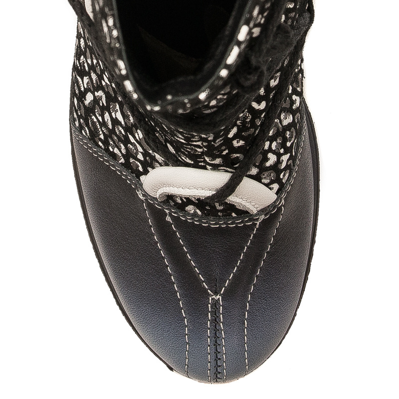 Maciejka Premium Leather Ankle Boots Block Heel Black Blue 05605-01/00-7
