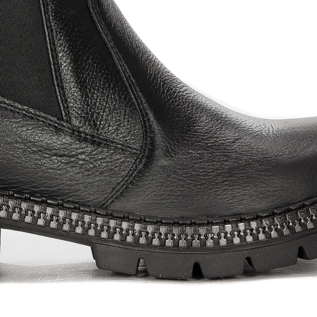 Maciejka Black Leather Women's Boots 05727-01/00-6