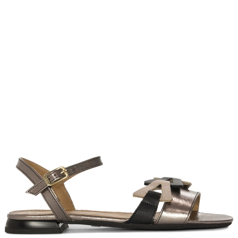 Maciejka Women's Leather Sandals Black Gold