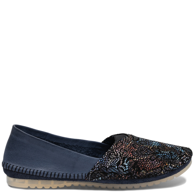Maciejka Leather Artistic Patterned Low Shoes Navy Blue 1930W-11/00-0