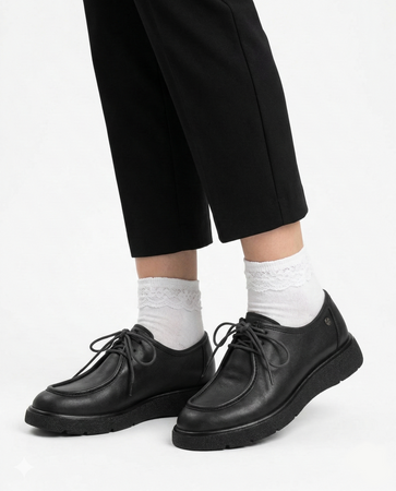 Maciejka Leather Lace-Up Platform Derby Shoes Black K7189-01/00-1