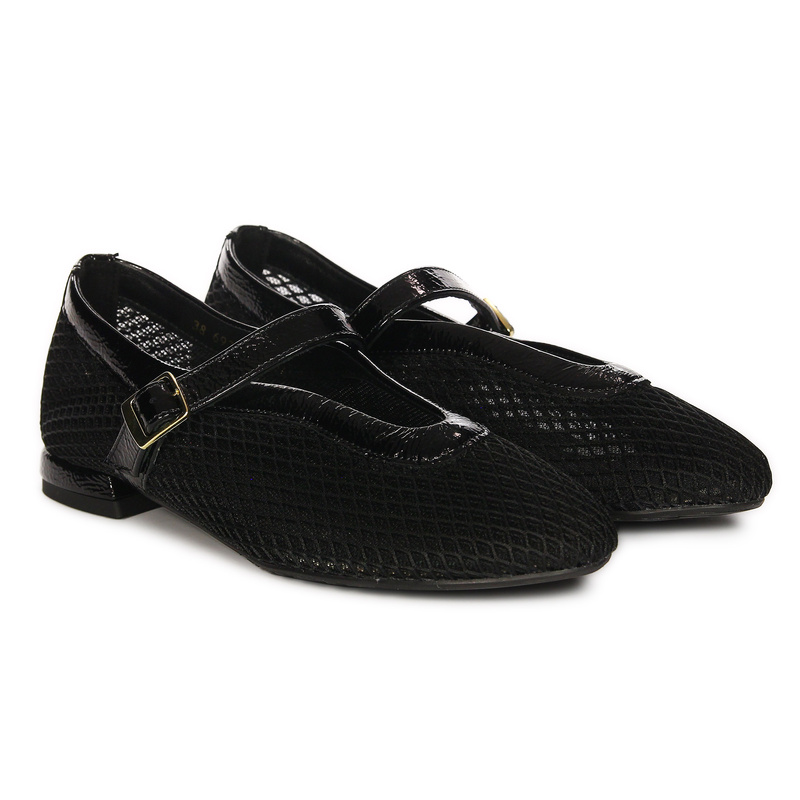 Maciejka Leather Mary Jane Ballerinas Almond Toe Black 06939-01/00-0