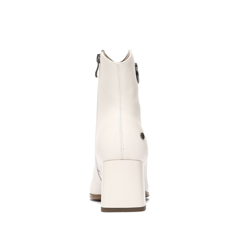 Maciejka Leather Ankle Boots Insulated Block Heel Beige K7203-04/00-8