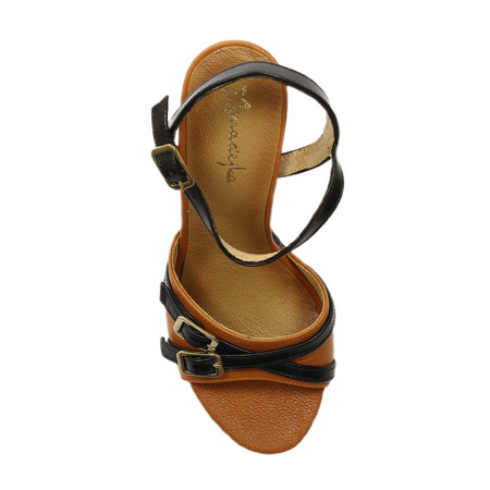 Maciejka Women's Heeled Leather Sandals Black Rude