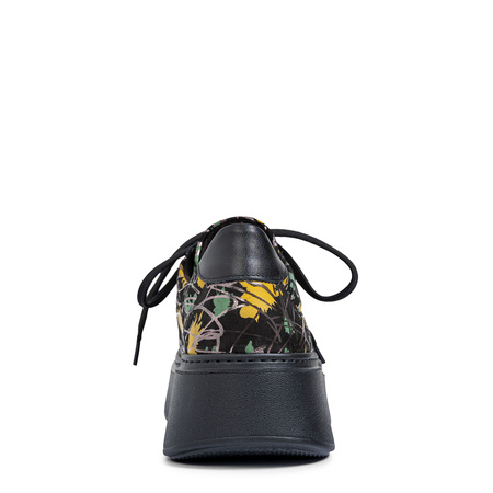 Maciejka  Leather Platform Sneakers With Artistic Print, Black 6191W-07/00-8