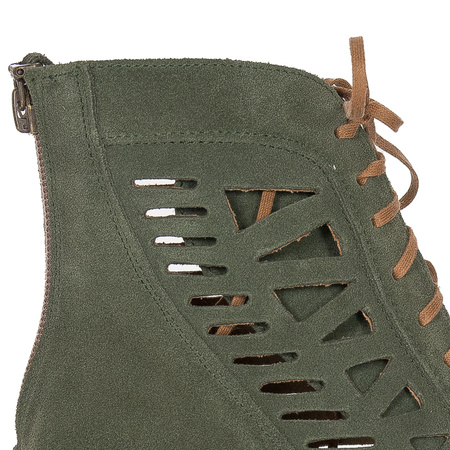 Maciejka Green Velor Lace-Up Boots