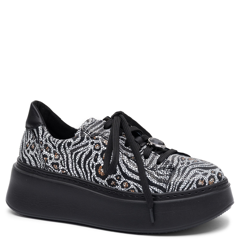 Maciejka Women's Genuine Leather Platform Sneakers White And Black 6191W-25/00-8
