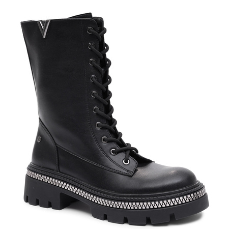 Maciejka Leather Lace-Up Platform Boots Black K7733-01/00-7