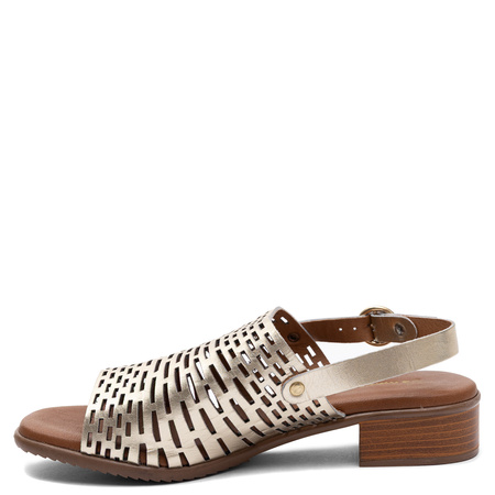 Maciejka Leather Openwork Elegant Gold Sandals E7392-25/00-1
