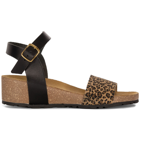 Maciejka Sandały Damskie Skórzane Beżowo Czarne