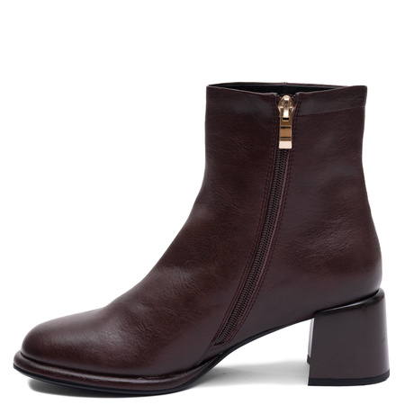 Maciejka Women's Leather Ankle Boots Insulated Block Heel Chocolate Brown K7753-23/00-7
