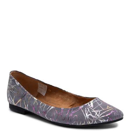 Maciejka Leather Ballerinas Artistic Graffiti Pattern Grey 4100W-12/00-8