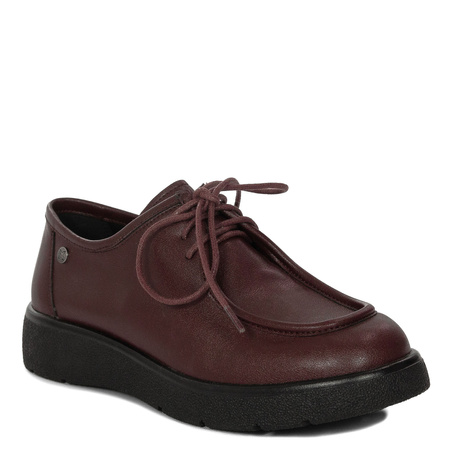 Maciejka Leather Lace-Up Low Shoes Platform Burgundy K7189-23/00-1