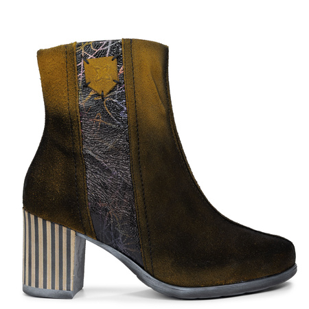 Maciejka Premium Suede Ankle Boots Block Heel Gradient Black Yellow 06155-07/00-7