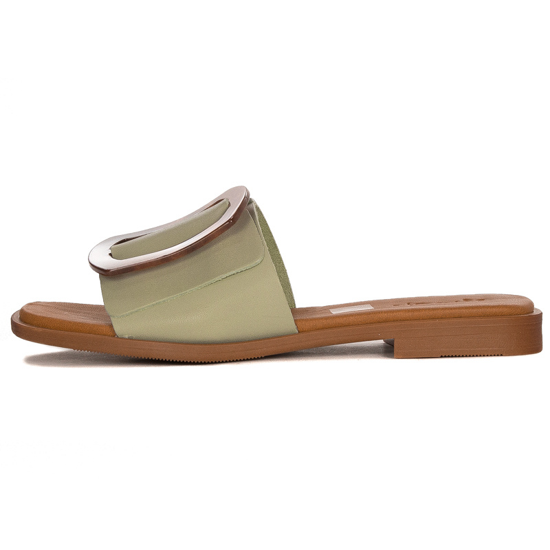 Maciejka Green Women's Leather Slides