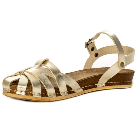 Maciejka Sandals Leather Closed-Toe Flat Gold 03074-25/00-0