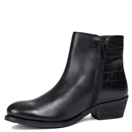 Maciejka Double-Zip Leather Ankle Boots with Croco Texture Black H7170-01/00-7