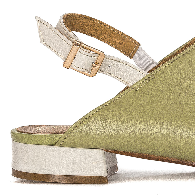Maciejka Women's sandals, pointed, natural leather green