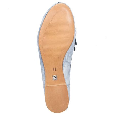 Maciejka Leather Ballet Flats Woven Toe Flat Heel Blue 01358-45-00-0