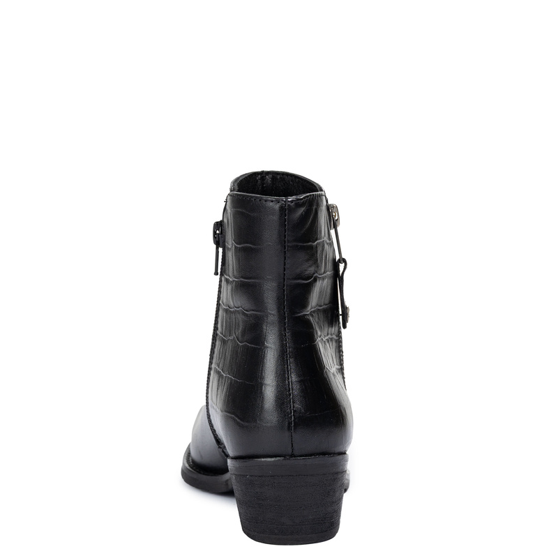 Maciejka Double-Zip Leather Ankle Boots with Croco Texture Black H7170-01/00-7