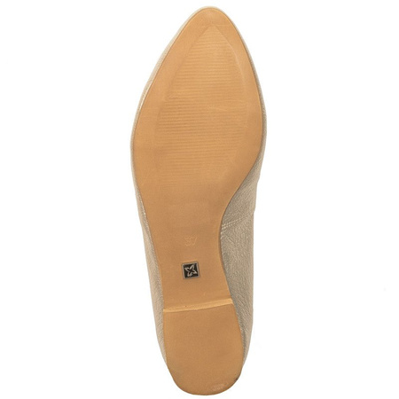 Maciejka Leather Ballet Flats Almond Toe Flat Sole Gold 04100-25/00-8