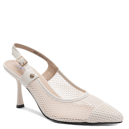 Maciejka Czółenka Ażurowe Slingback Szpiczaste Beżowe K7507-22/00-0