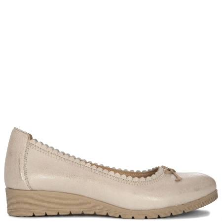 Maciejka Leather Wedge Ballerinas Scalloped Metallic Beige 03469-10-00-5