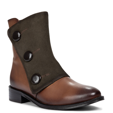 Maciejka Women’s Suede-Leather Ankle Boots with Asymmetric Flap Brown H7172-29/00-7