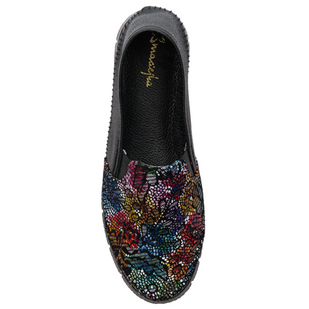 Maciejka Black + Flowers wonem's Low Shoes