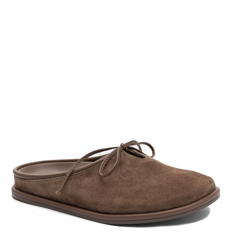 Maciejka Suede Leather Mules Open Heel Flat Sole Brown K7514-14/00-1