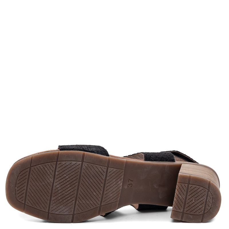Maciejka Leather Woven Texture Black Sandals E7401-01/00-1