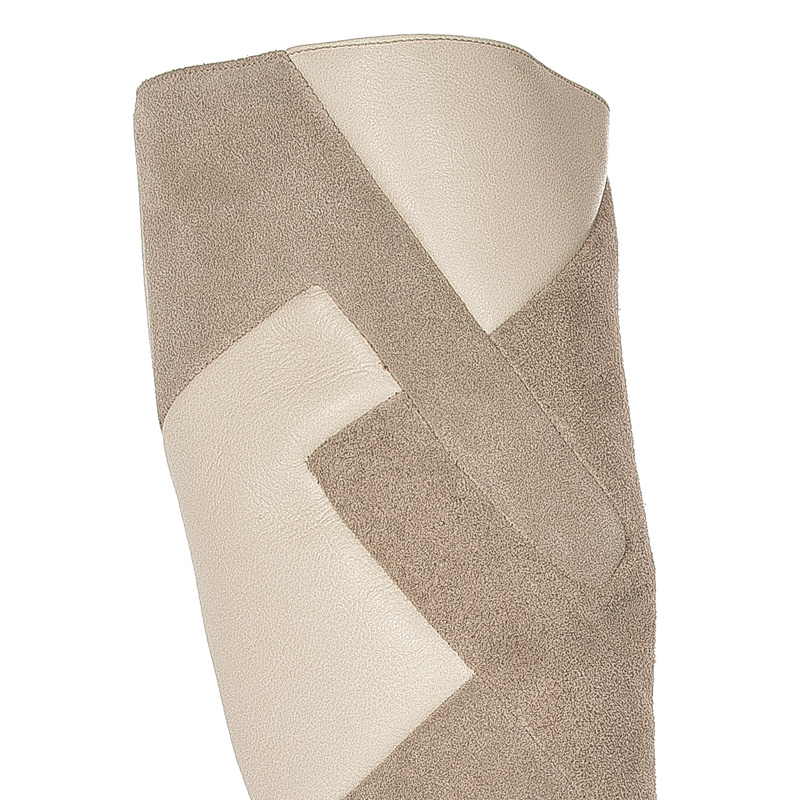 Maciejka Kozaki Na Obcasie Skóra Naturalna Jasny Beż