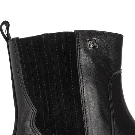 Maciejka Leather Insulated Low Block Heel Ankle Boots Black 06221-01/00-8
