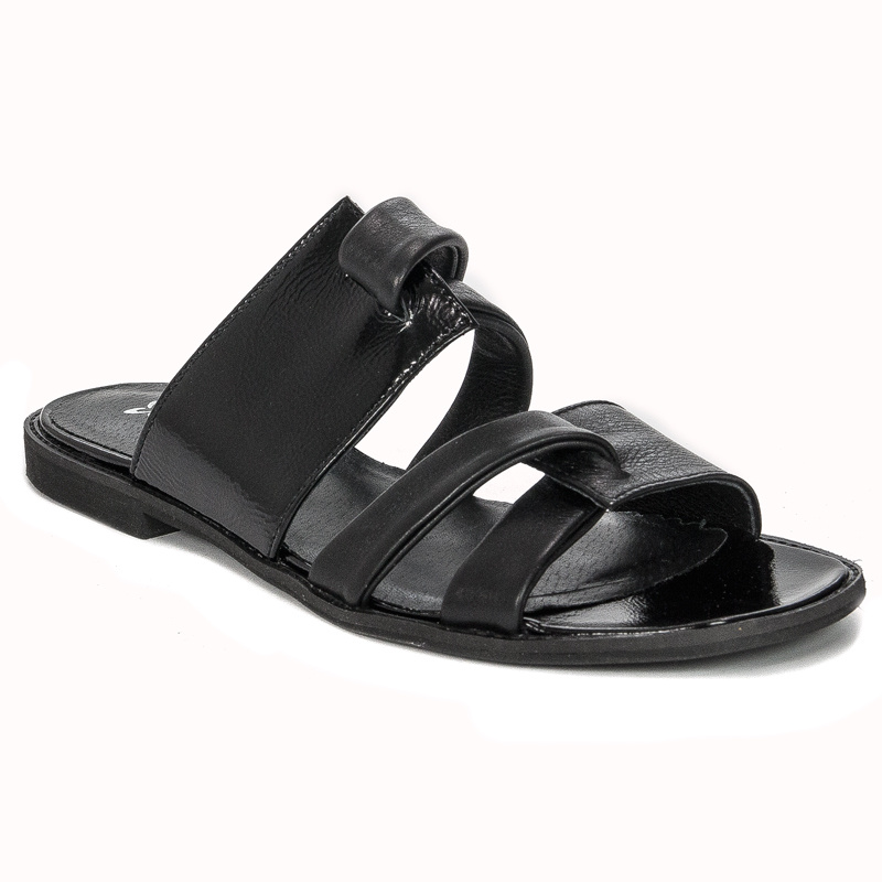 Maciejka Black Women's Leather Slides